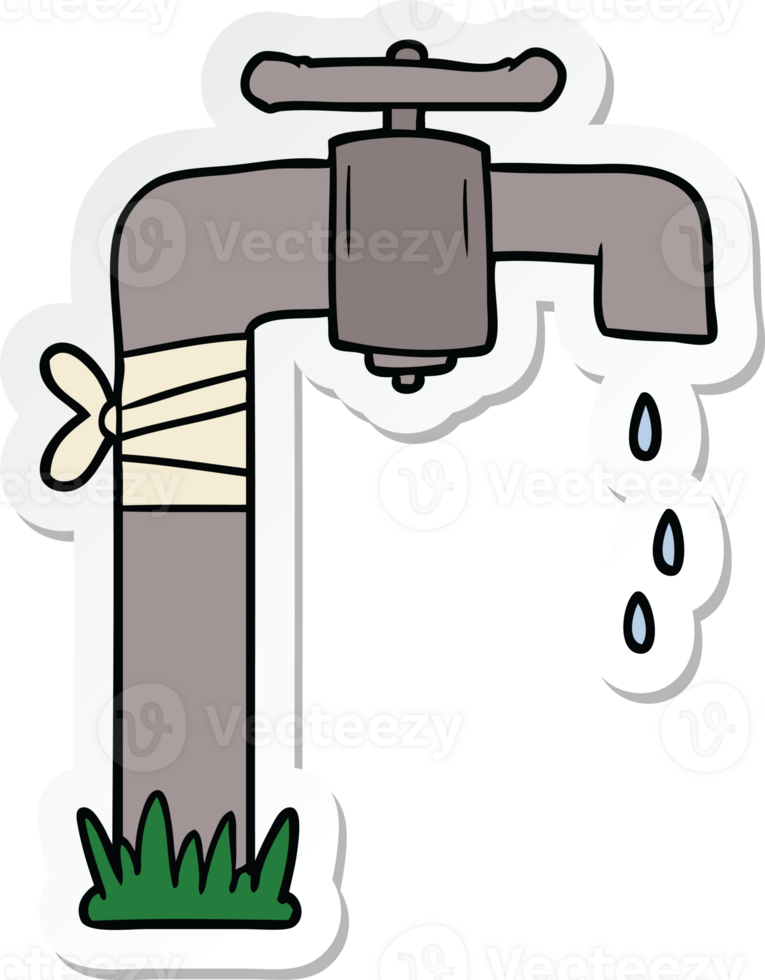 sticker of a cartoon old water tap png
