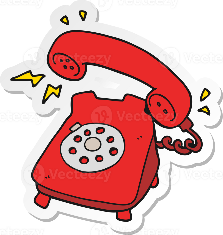 sticker of a cartoon ringing telephone png