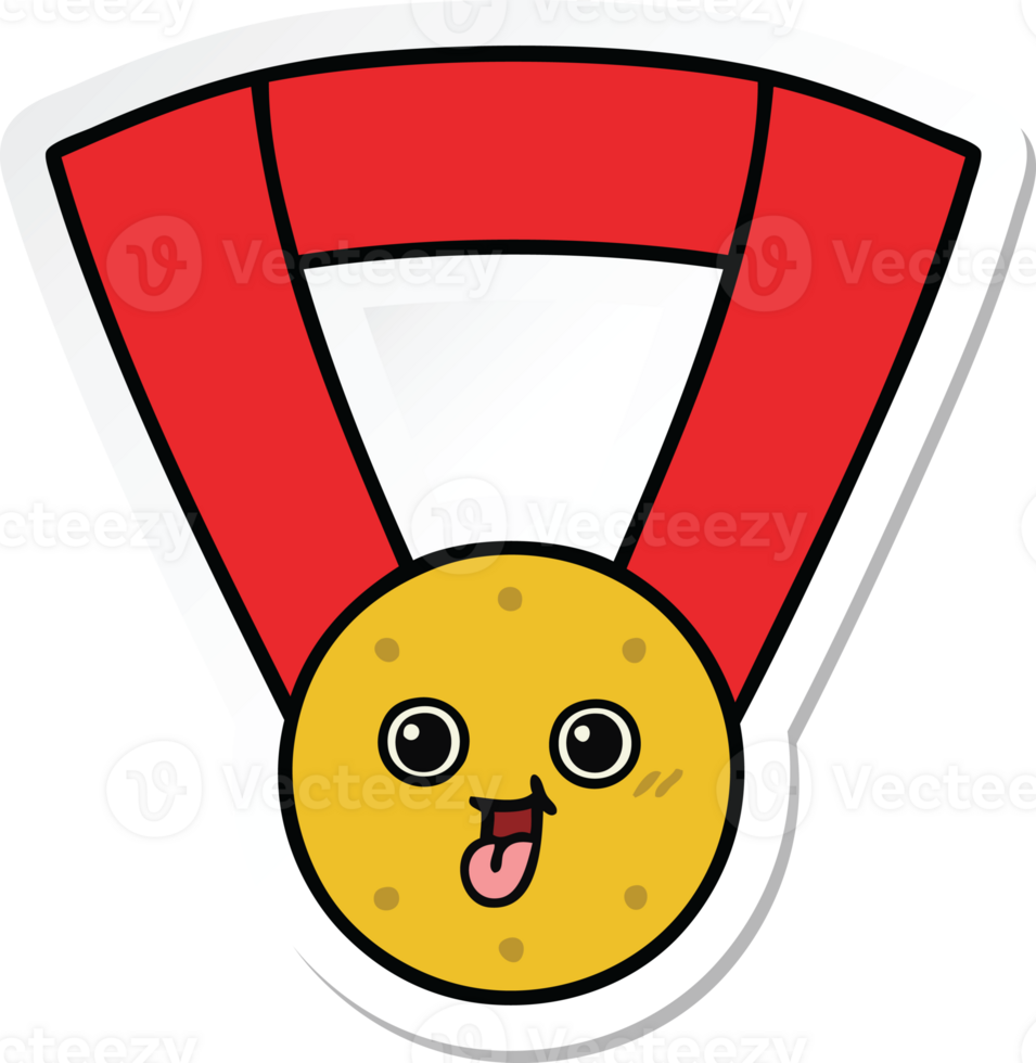 sticker of a cute cartoon gold medal png