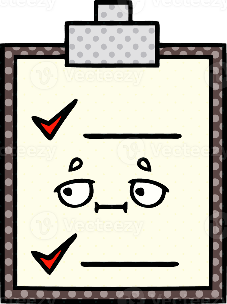 comic book style cartoon of a check list png