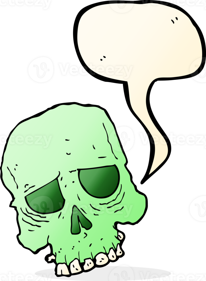 cartoon spooky skull with speech bubble png