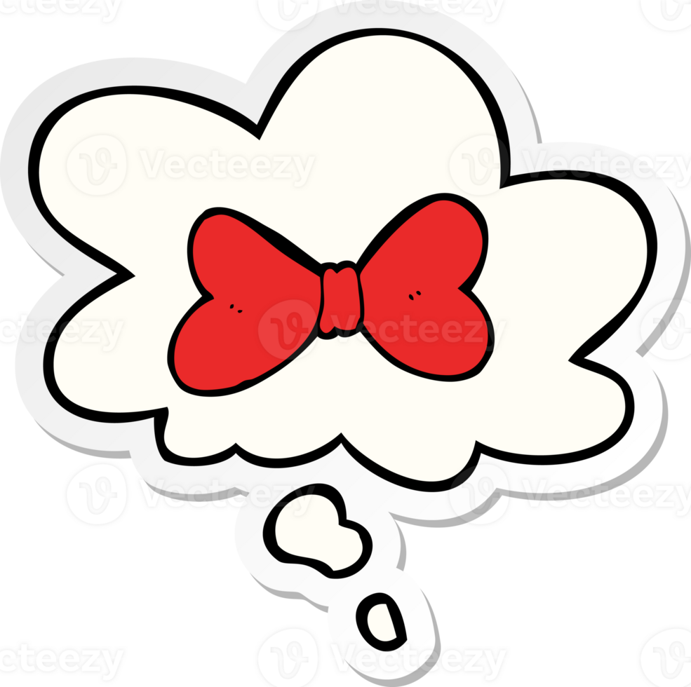 cartoon bow tie with thought bubble as a printed sticker png