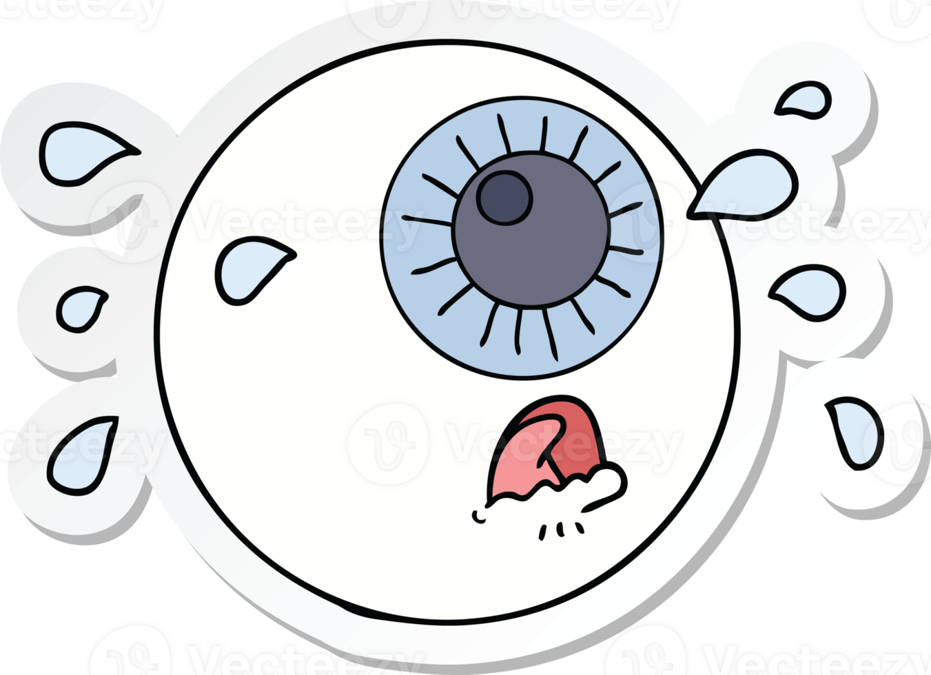sticker of a cartoon eyeball crying png