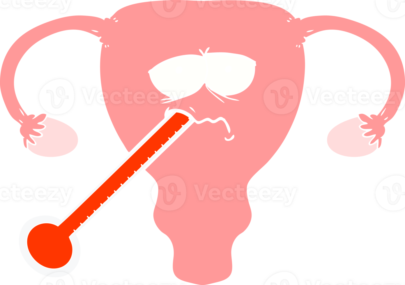 flat color style cartoon poorly uterus png
