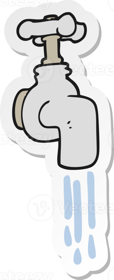 sticker of a cartoon running faucet png