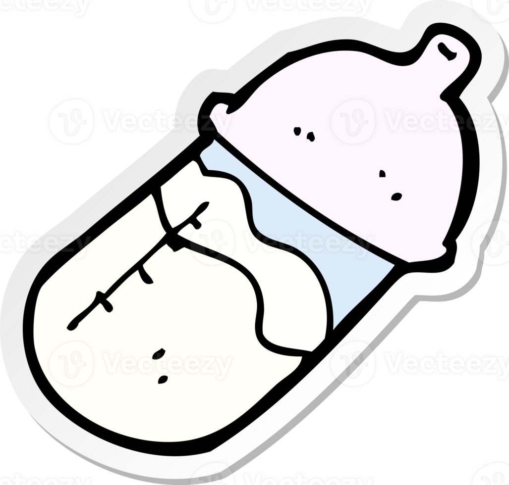 sticker of a cartoon baby milk bottle png
