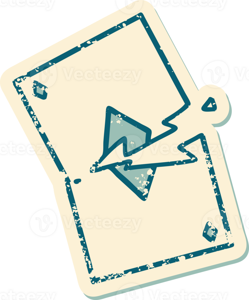 iconic distressed sticker tattoo style image of a torn card png