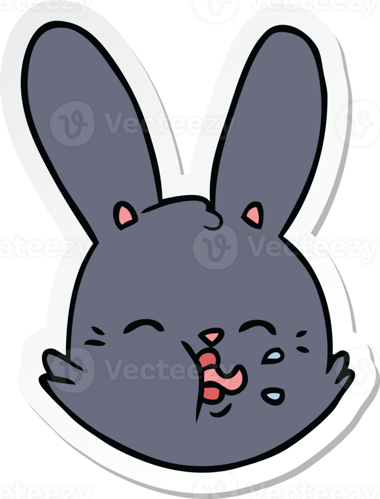 sticker of a cartoon funny rabbit face png