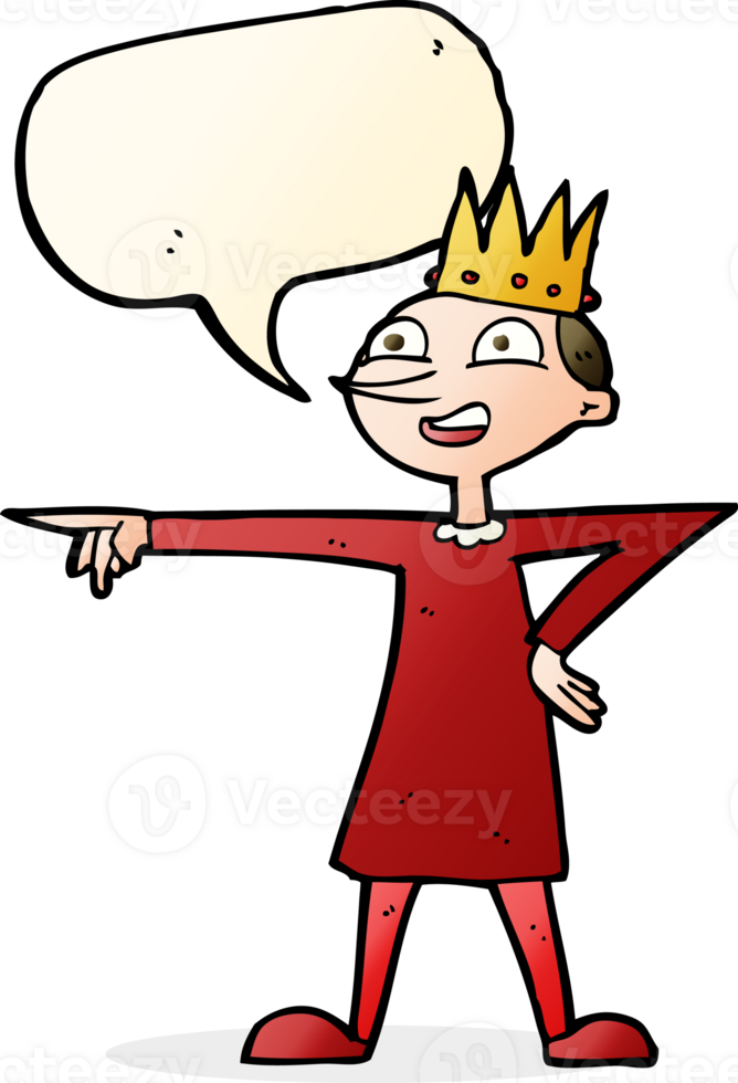 dessin animé pointant le prince avec bulle de dialogue png