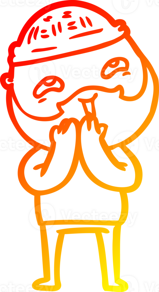 warm gradient line drawing of a cartoon happy bearded man png