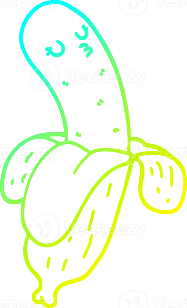 cold gradient line drawing of a cartoon banana png