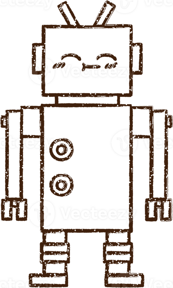 Happy Robot Charcoal Drawing png