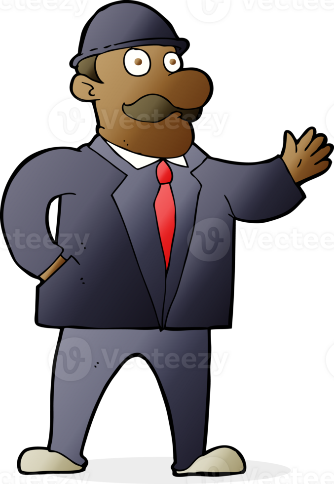 cartoon sensible businessman in bowler hat png