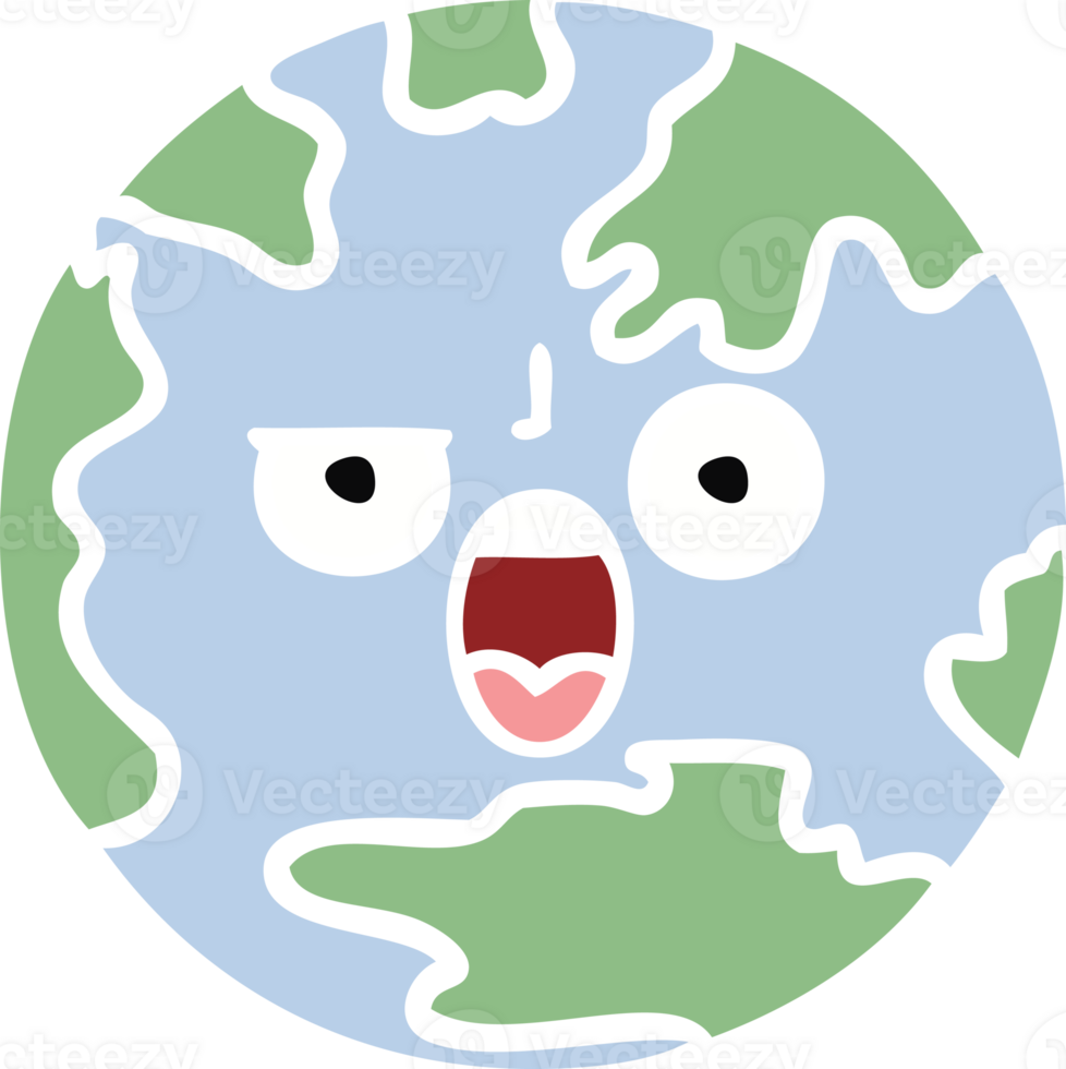 flat color retro cartoon of a planet earth png