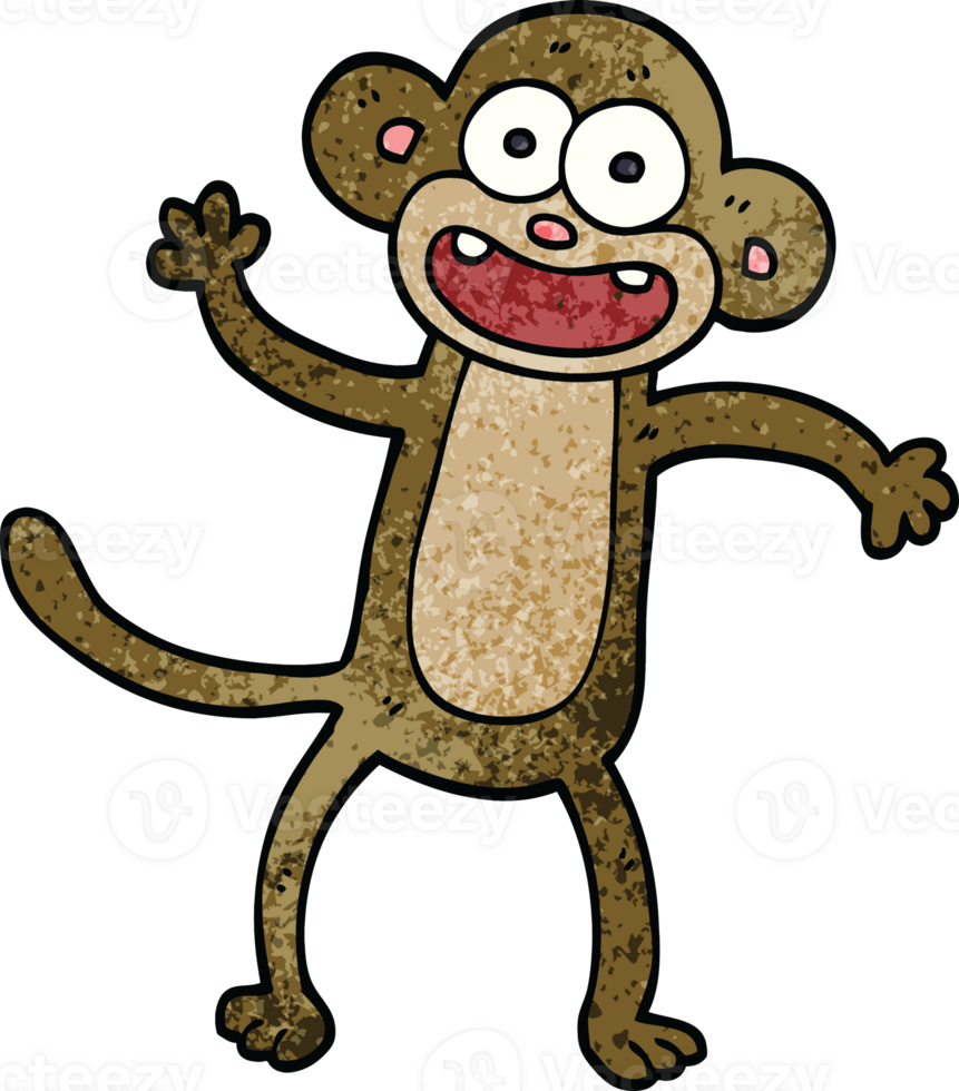 cartoon doodle waving monkey png