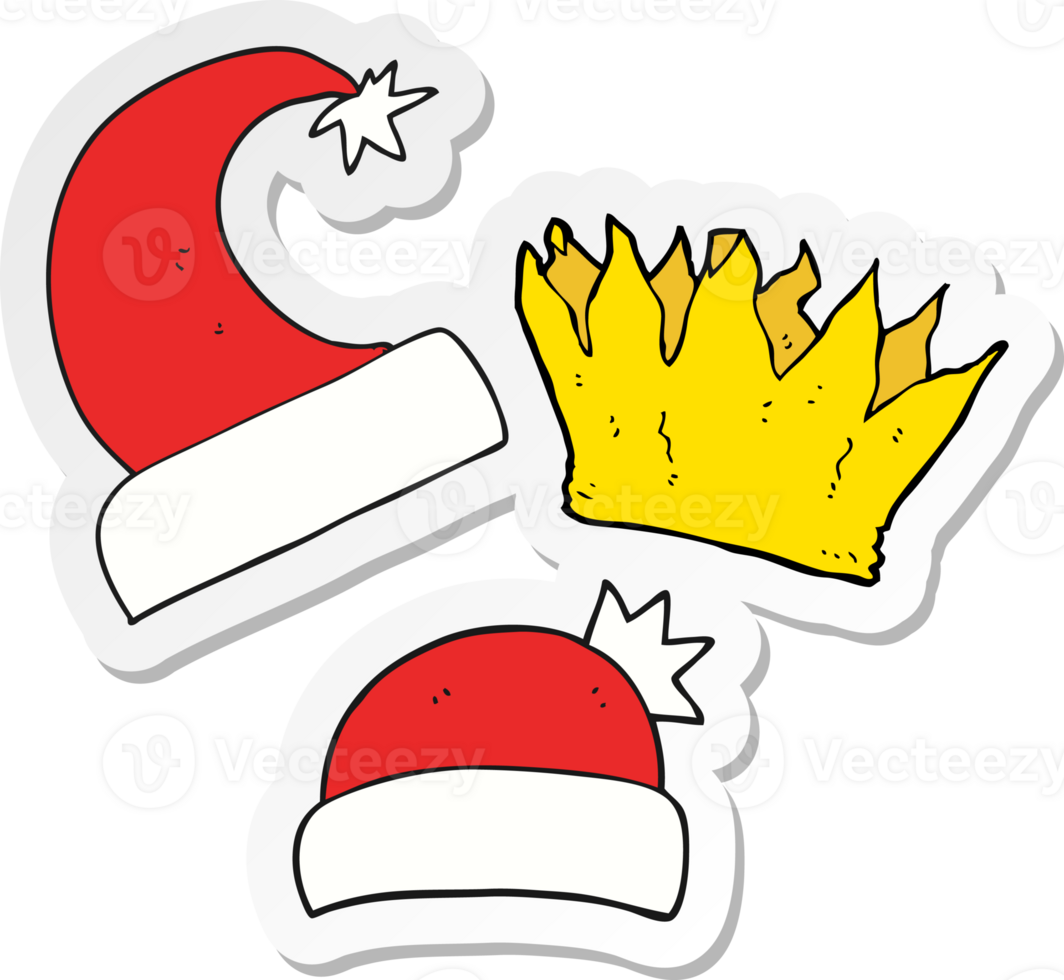 adesivo de chapéus de natal de desenho animado png