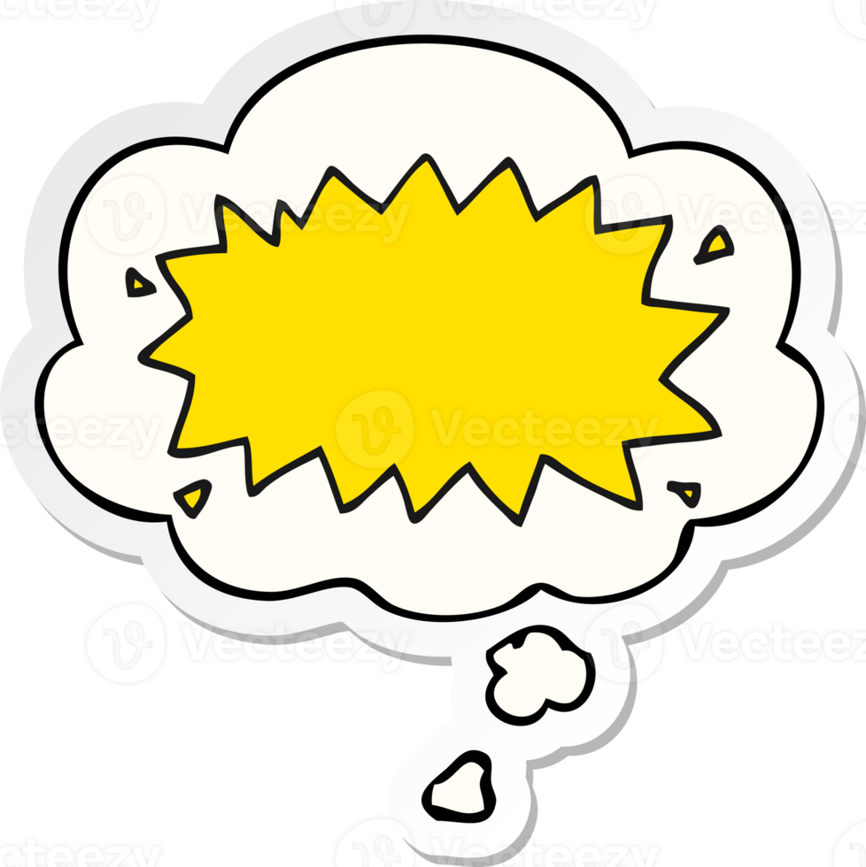 cartoon explosion symbol with thought bubble as a printed sticker png