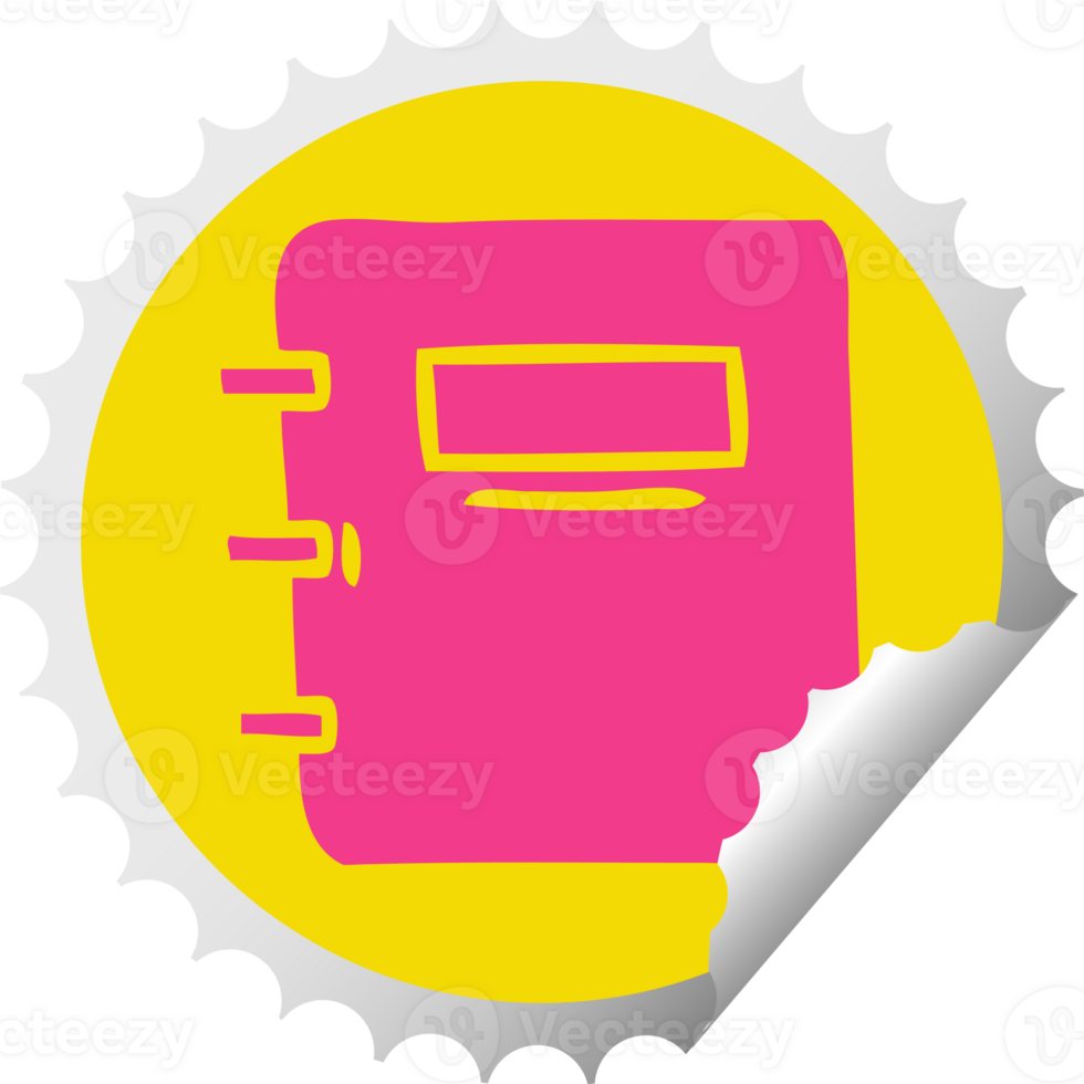 circular peeling sticker cartoon of a note book png