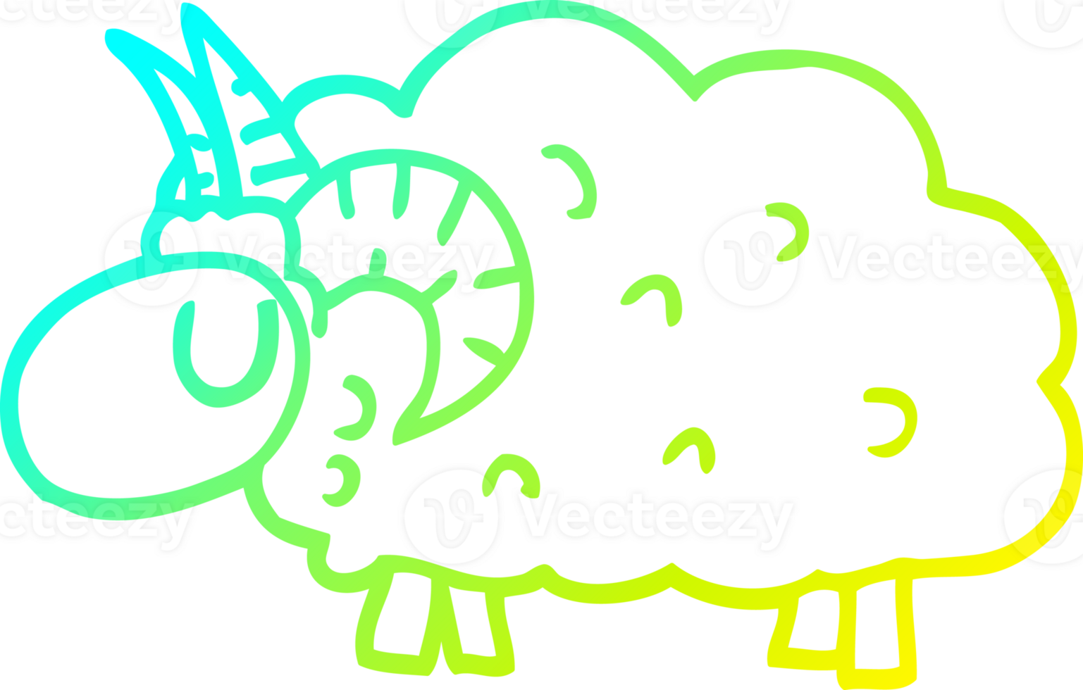 cold gradient line drawing of a cartoon black sheep png
