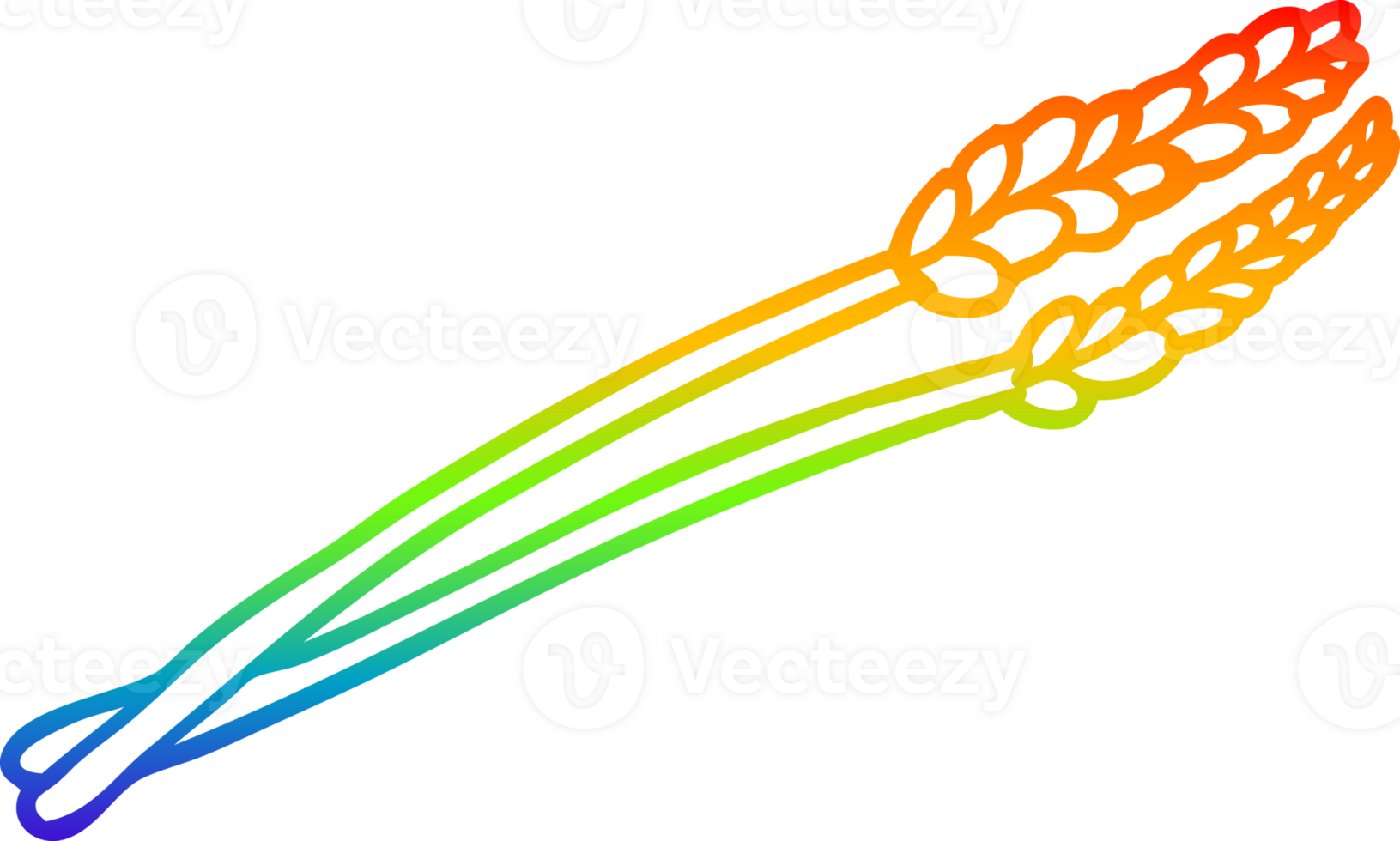 rainbow gradient line drawing of a cartoon wheat png