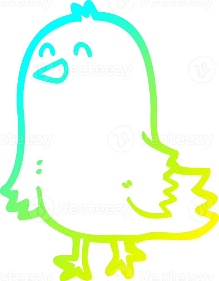 cold gradient line drawing of a cartoon bird png