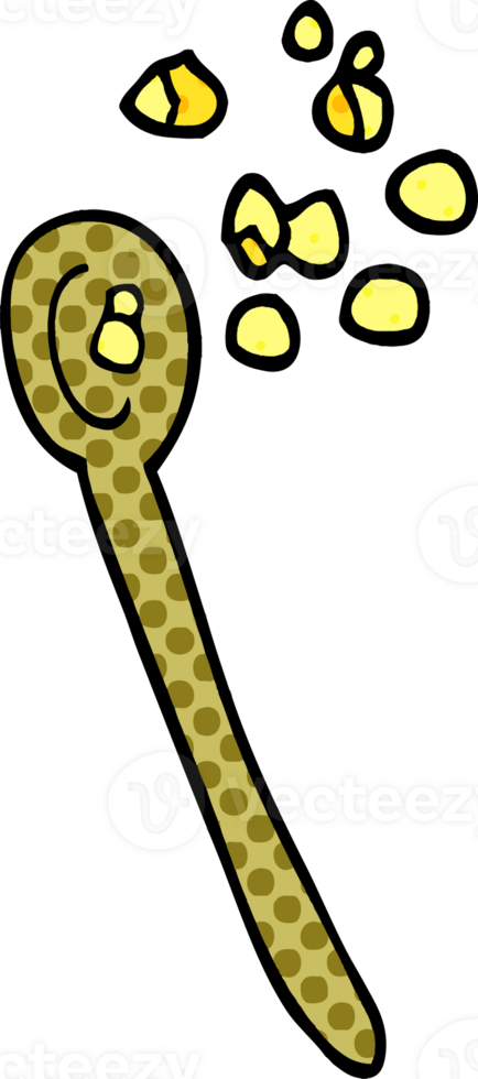 cartoon doodle cereal on a spoon png