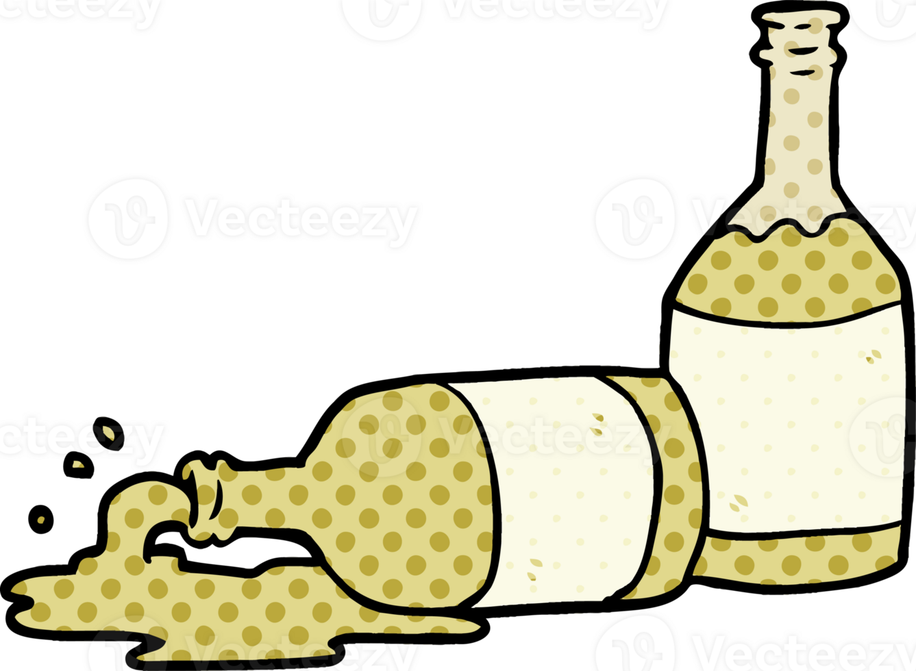 cartoon beer bottles with spilled beer png