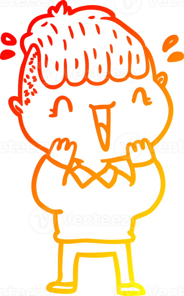 warm gradient line drawing of a cartoon happy boy surprised png