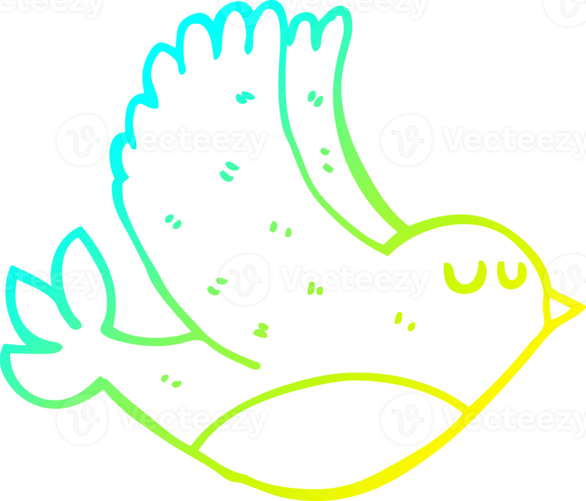 cold gradient line drawing of a cartoon flying bird png