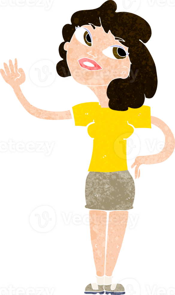cartoon woman waving png