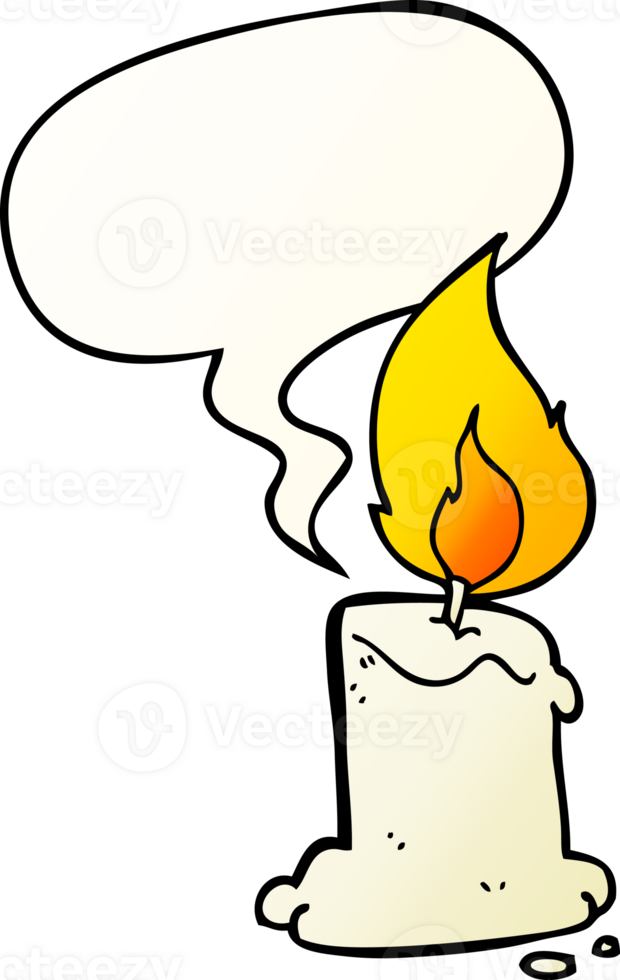 cartoon candle with speech bubble in smooth gradient style png