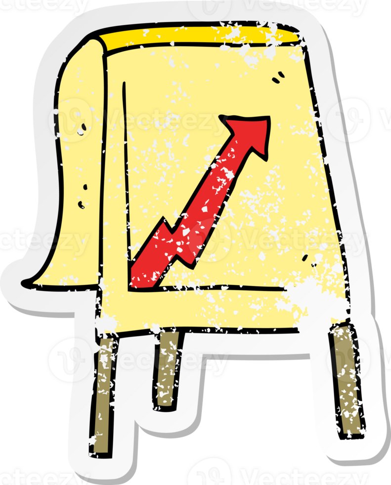 distressed sticker of a cartoon business chart with arrow png