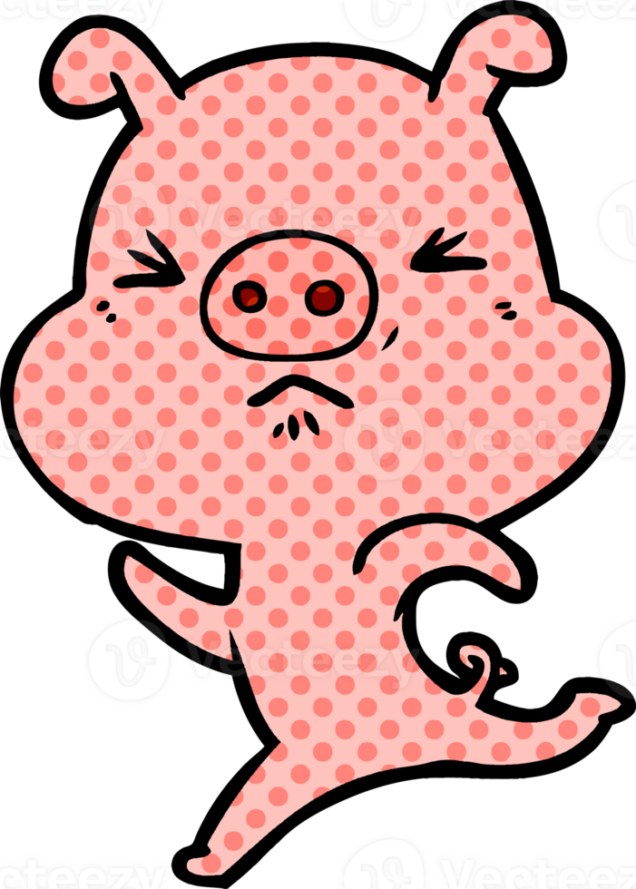 cartoon annoyed pig running png