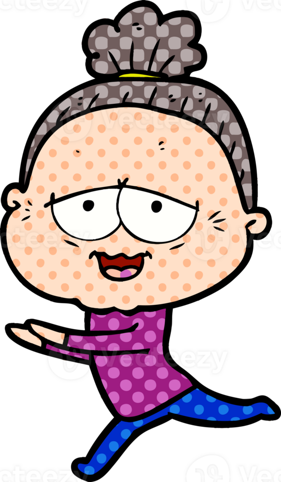 cartoon happy old lady png