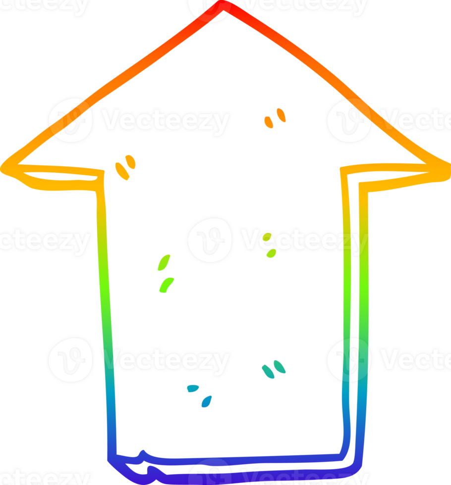 rainbow gradient line drawing of a cartoon pointing arrow png