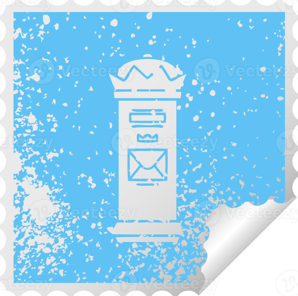 distressed square peeling sticker symbol of a british post box png