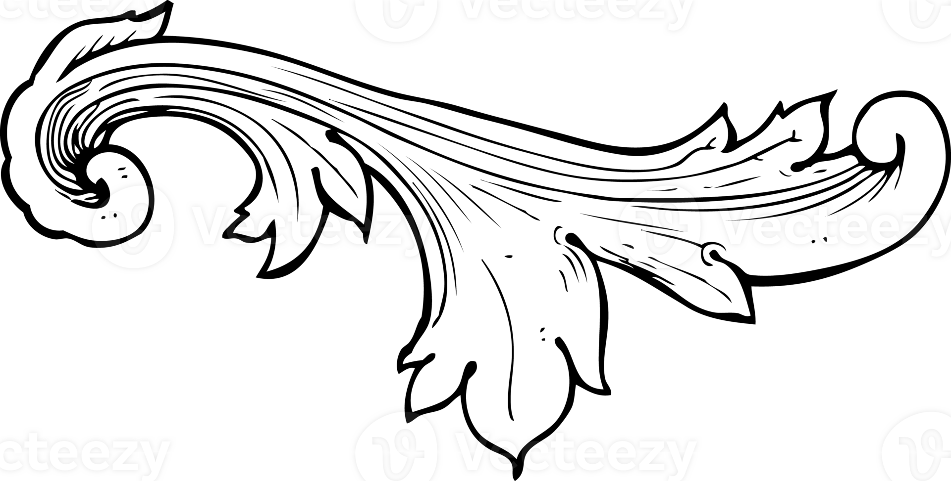 traditional hand drawn floral swirl png