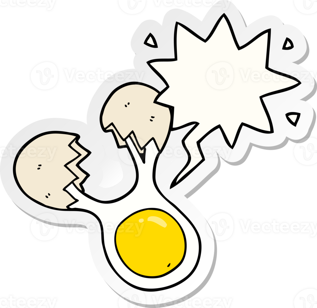 cartoon cracked egg with speech bubble sticker png