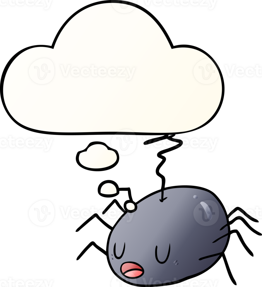 cartoon spider with thought bubble in smooth gradient style png