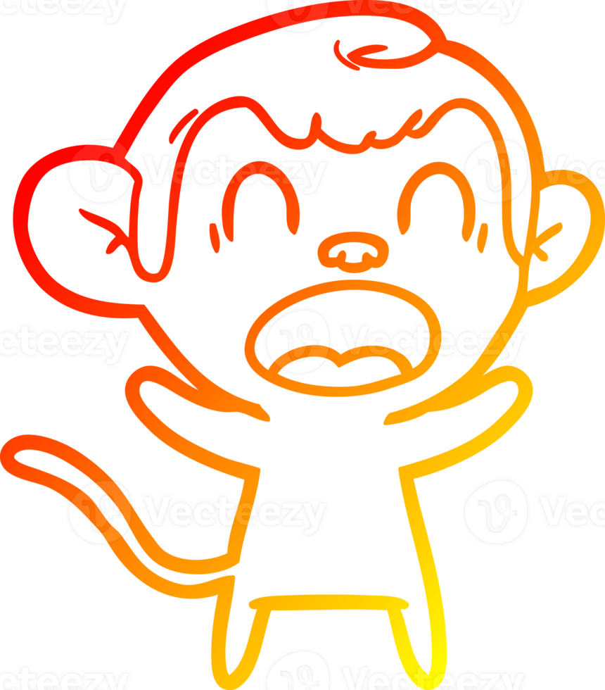 warm gradient line drawing of a shouting cartoon monkey png