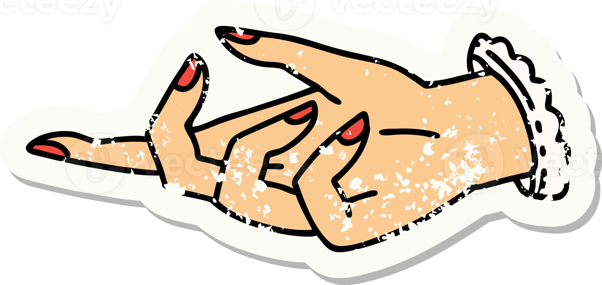 distressed sticker tattoo in traditional style of a hand png