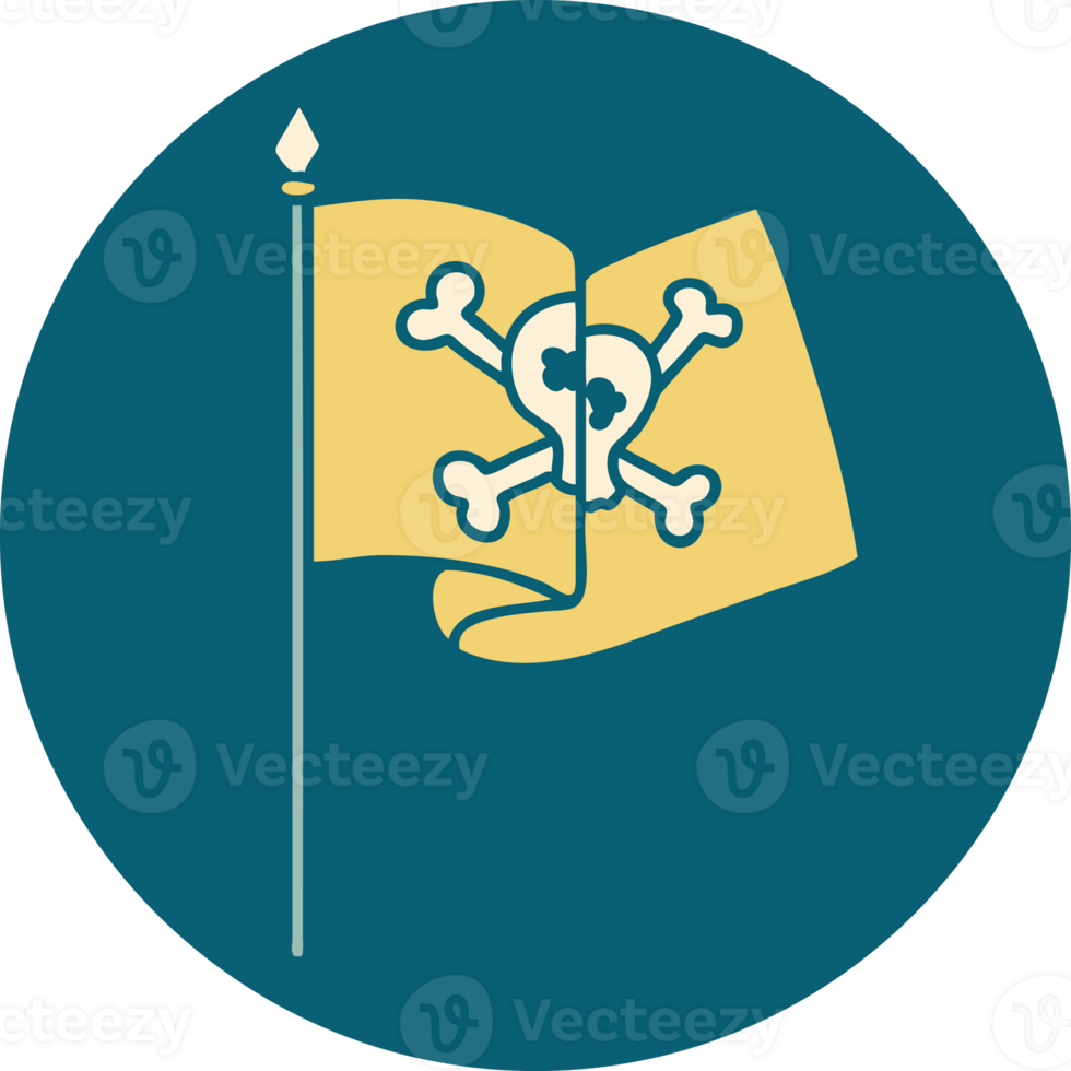 iconic tattoo style image of a pirate flag png