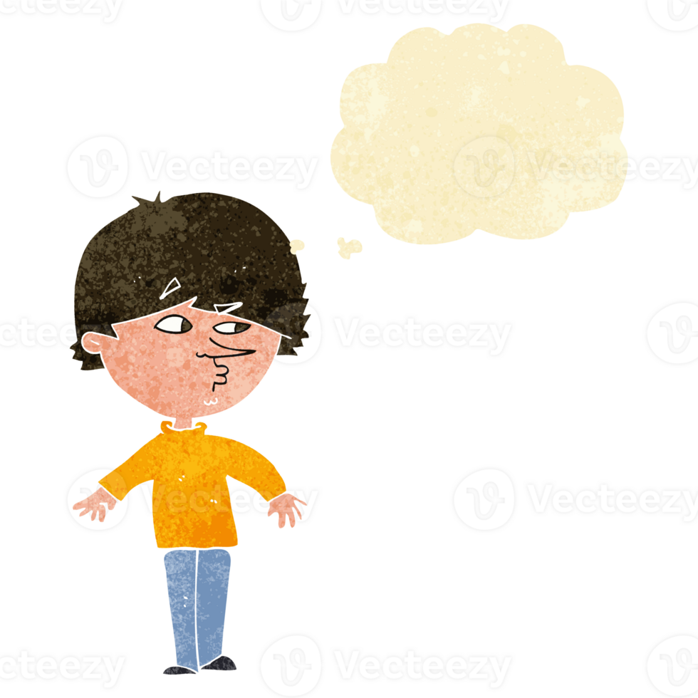 cartoon suspicious man looking over shoulder with thought bubble png