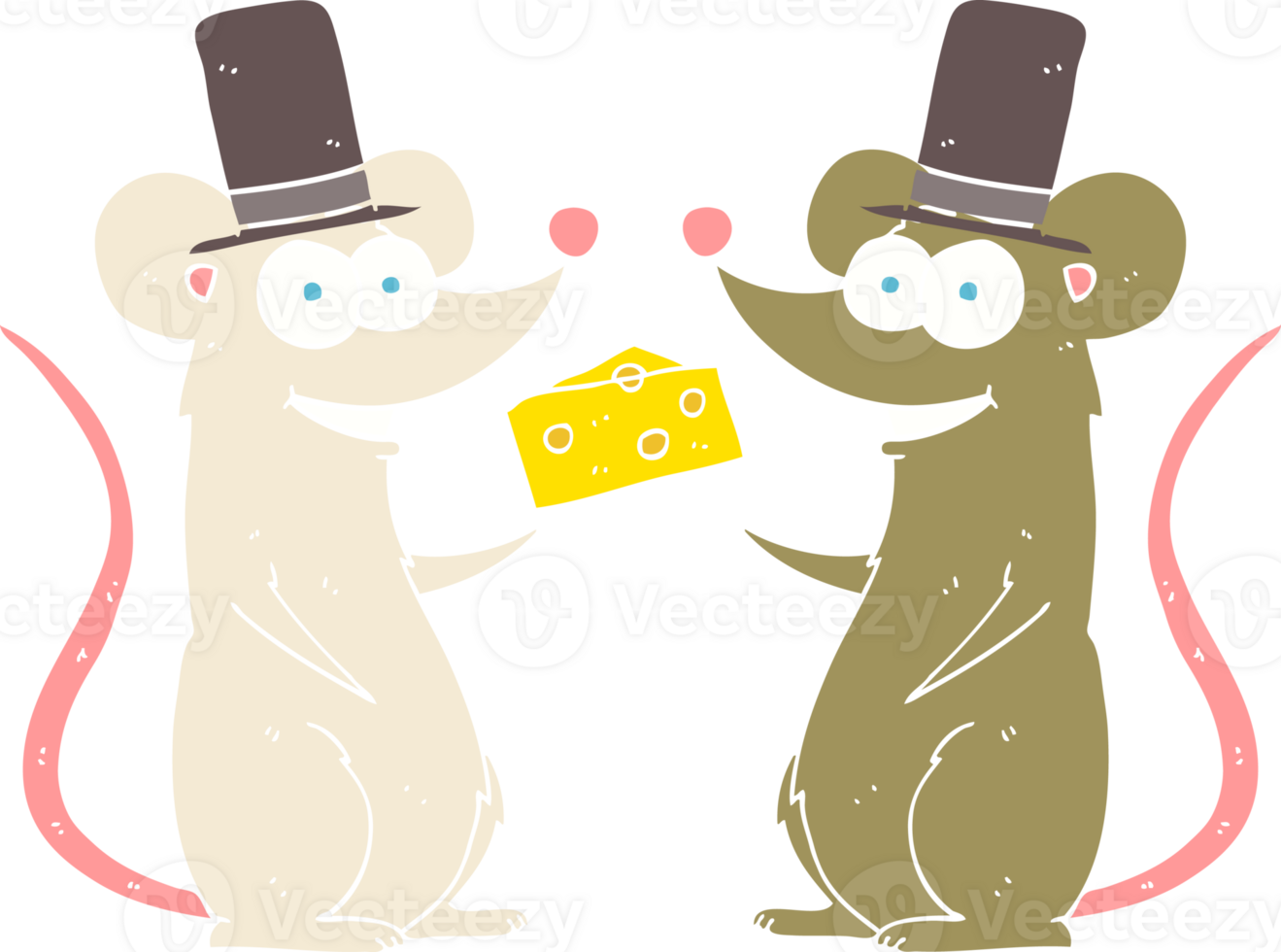 flat color illustration of mice with cheese png