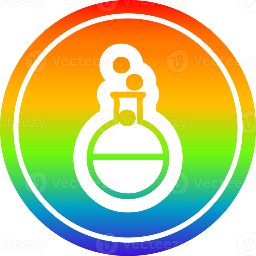 science experiment circular icon with rainbow gradient finish png