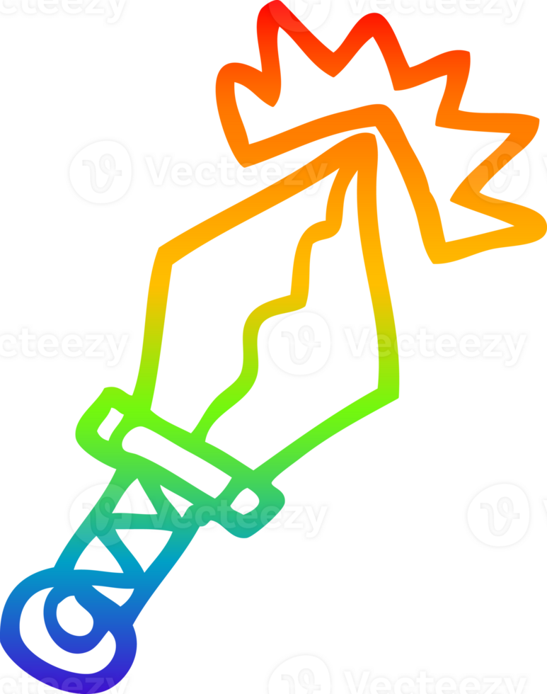 rainbow gradient line drawing of a cartoon sharp dagger png
