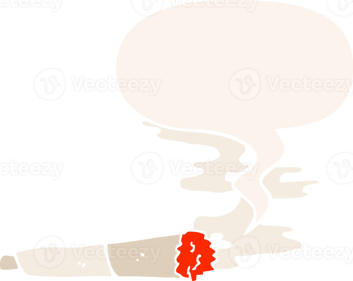 cartoon cigarette with speech bubble in retro style png