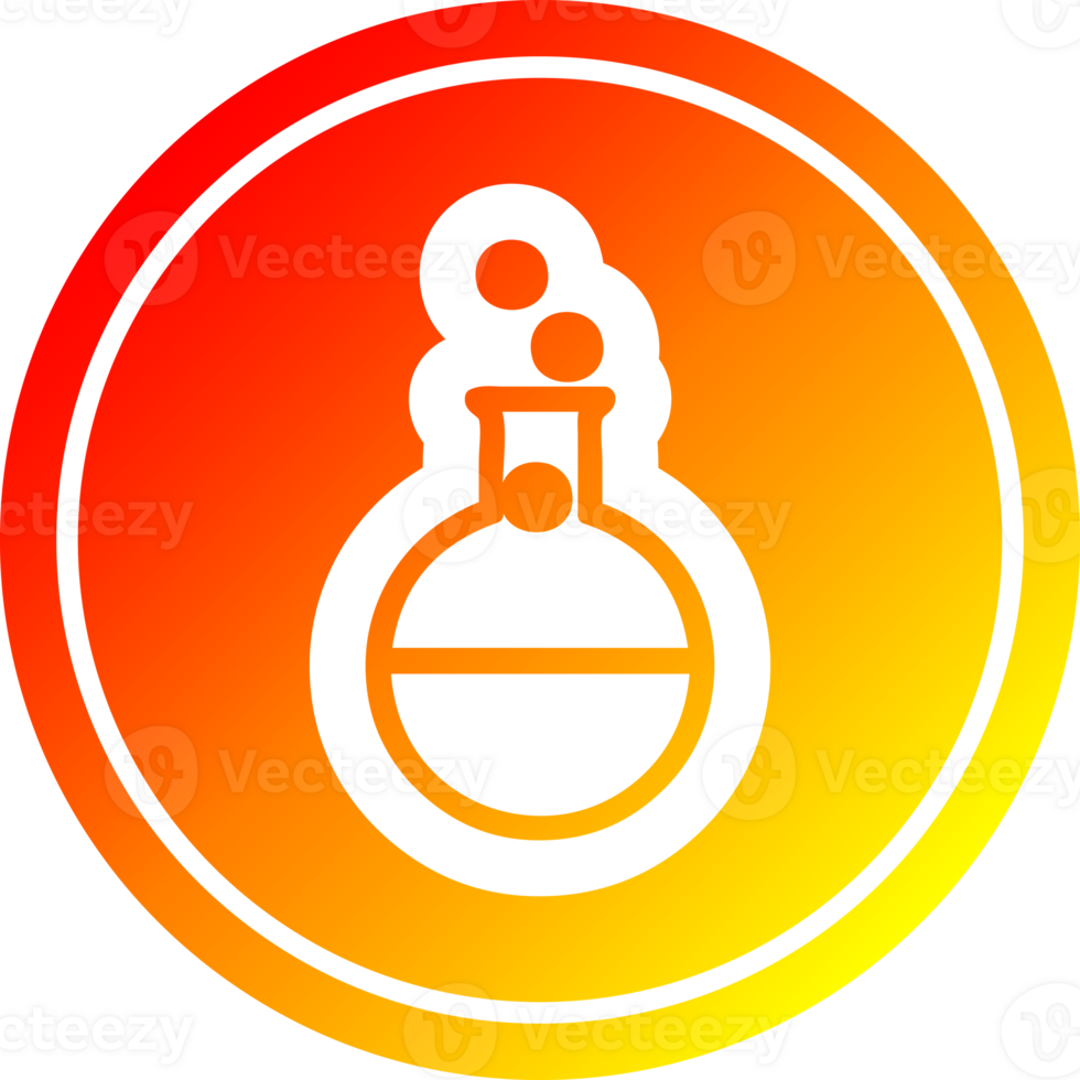 science experiment circular icon with warm gradient finish png
