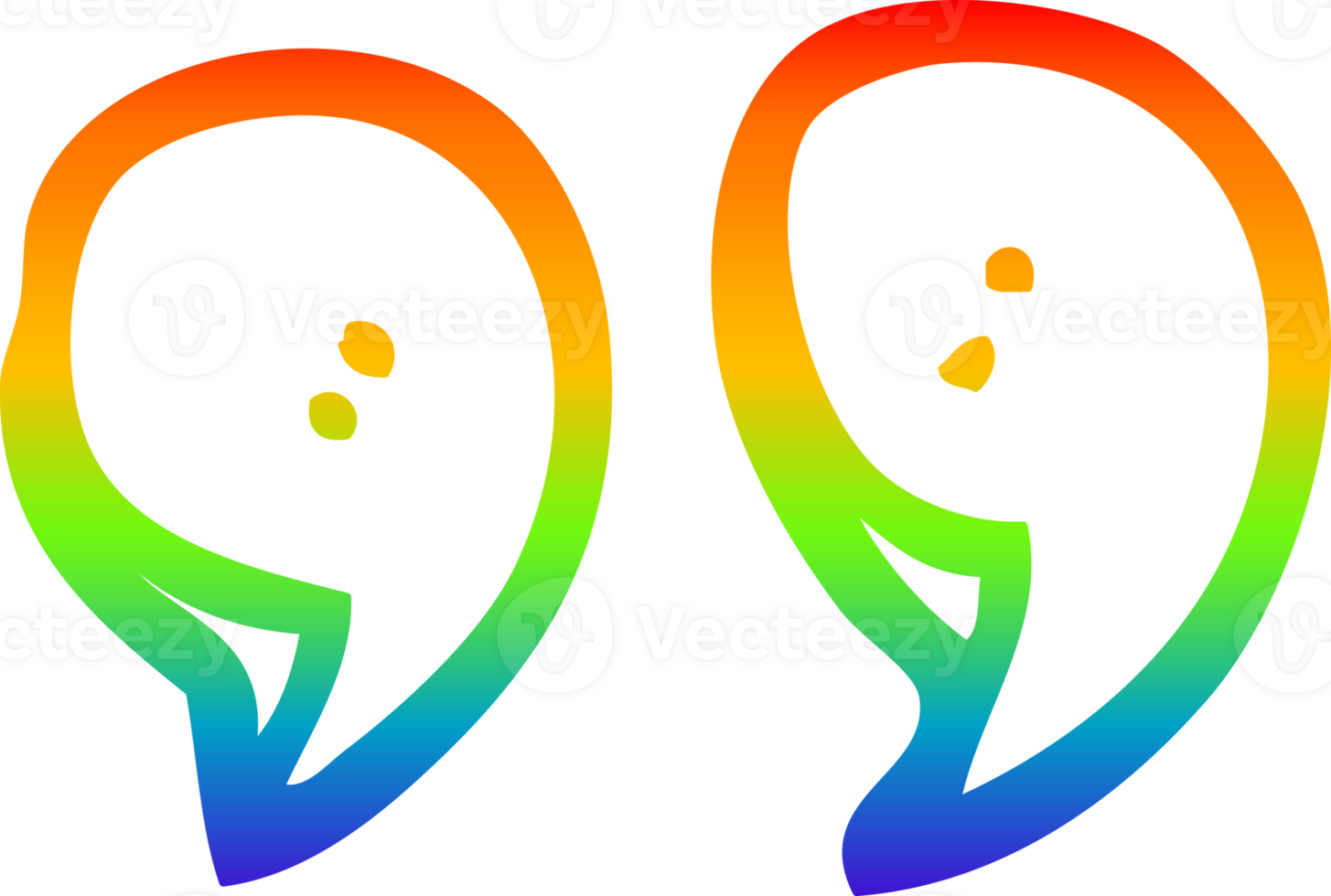rainbow gradient line drawing of a cartoon quotation marks png