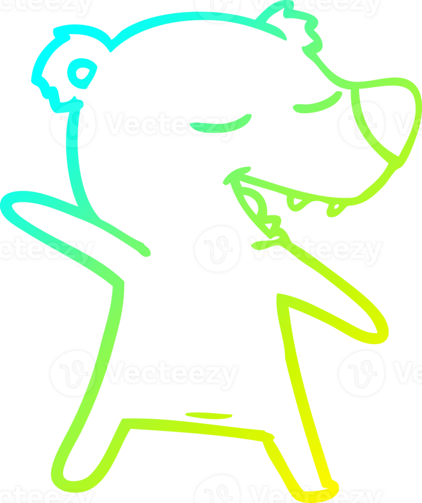 cold gradient line drawing of a cartoon bear png